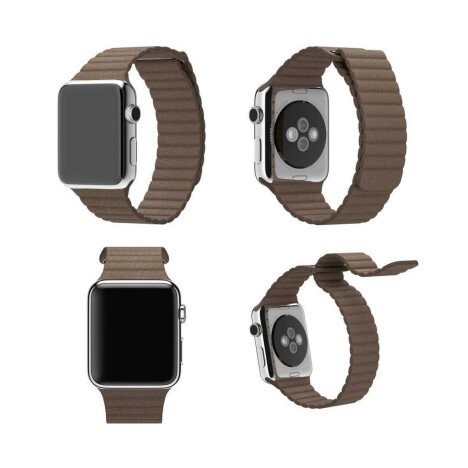 Curea iUni compatibila cu Apple Watch 1/2/3/4/5/6/7, 40mm, Leather Loop, Piele, Brown